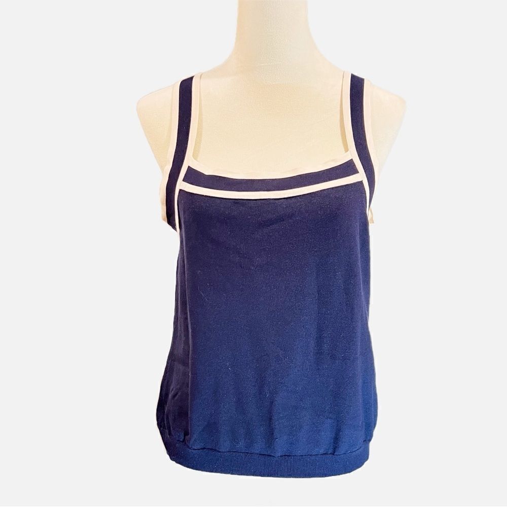 Ralph Lauren navy and white/cream silk tank top
